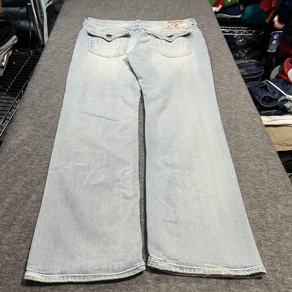 True Religion Ricky Jeans Mens 36x32 Blue Light Wash Relaxed Straight Denim
